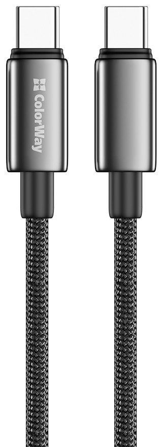 Кабель Colorway Type-C - Type-C (zinc alloy braided) (PD Fast Charging 100W) 5А 2м Black (CW-CBPDCC099-BK)